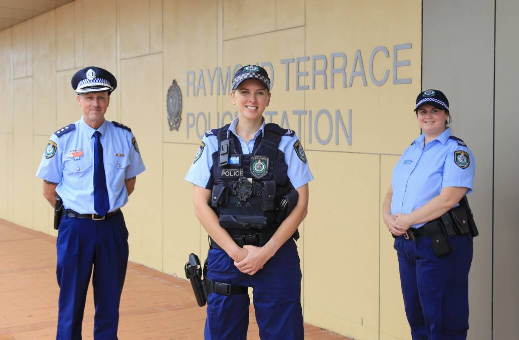 STAY SAFE: Port Stephens-Hunter Police District crime manager Detective Inspector Ranald Urquhart with senior constables Krystle Wilcox and Rebecca Sturevski. Police will be proactively patrolling the Port throughout summer.