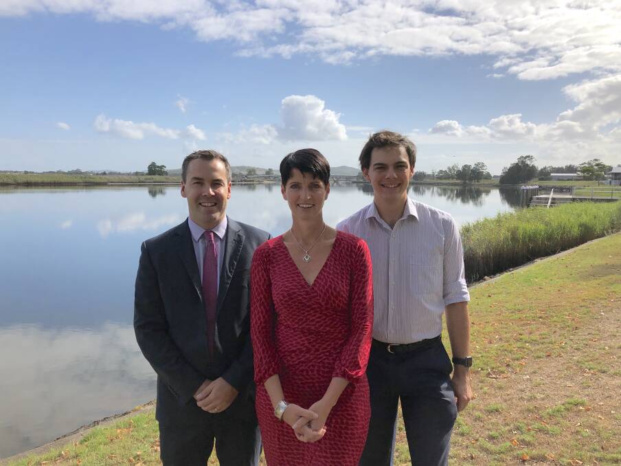 FUNDING FOR ROADS: Port Stephens Mayor Ryan Palmer with Labor state MP Kate Washington and councillor Giacomo Arnott.
