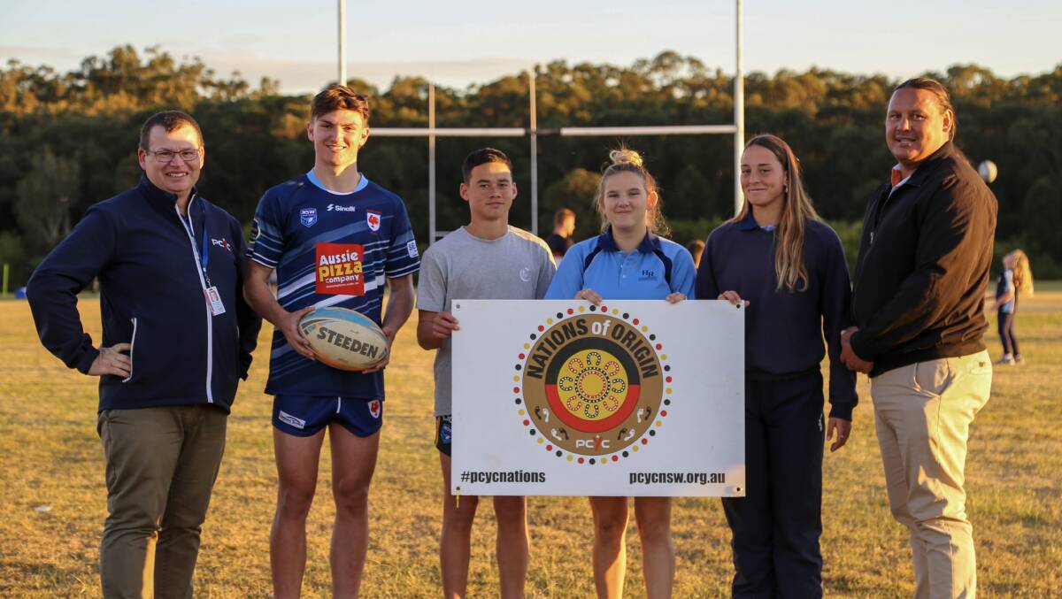 Port Stephens PCYC club manager Travis Douglass, Cody Hancock, 16, Whare Kuru, 14, Xanthe Roach, 14, and Lilly White, 15, and Brooke Roach. Picture: Ellie-Marie Watts