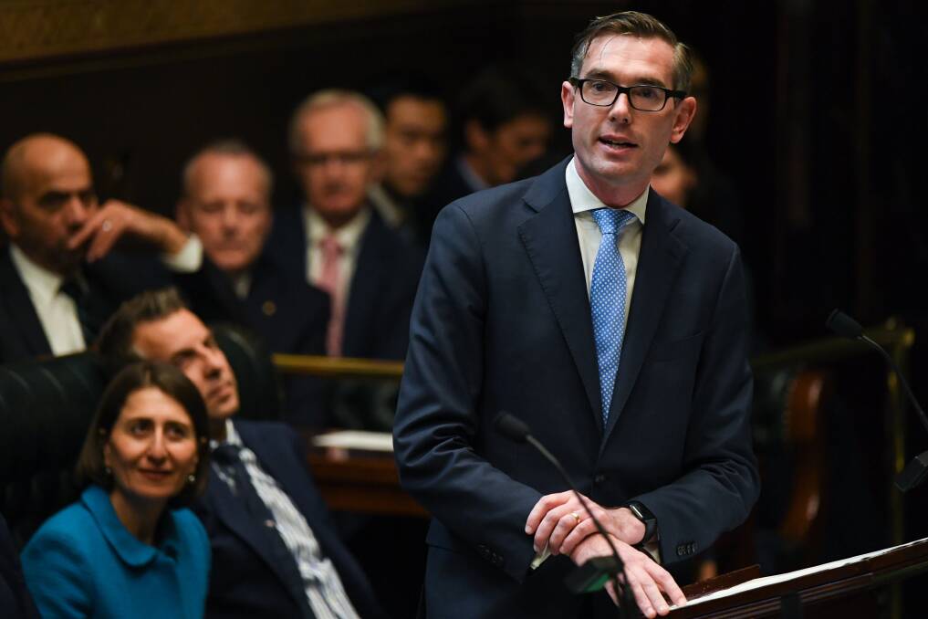 NSW Treasurer Dominic Perrottet handing down his third state budget at NSW Parliament House, Sydney, on Tuesday, June 18, 2019. Picture: AAP Image/Dean Lewins