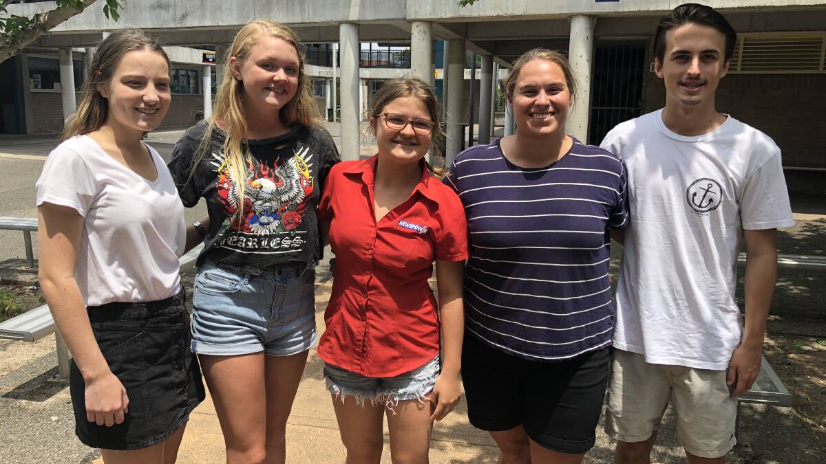 Aleisha Edmunds, 17, Jessica Sheppard, 17, Ellie Wagland, 17, PE teacher Charnelle Corssigham and Zac Liddell, 18. The students all achieved a band six result in PE.