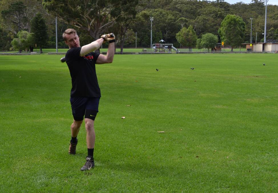 BATTER UP: Nelson Bay Strikers player Hayden McGlinchy said he hopes to hit more home runs this season. The 2020 Newcastle baseball season for the minor leagues starts April 4. Pictures: Supplied