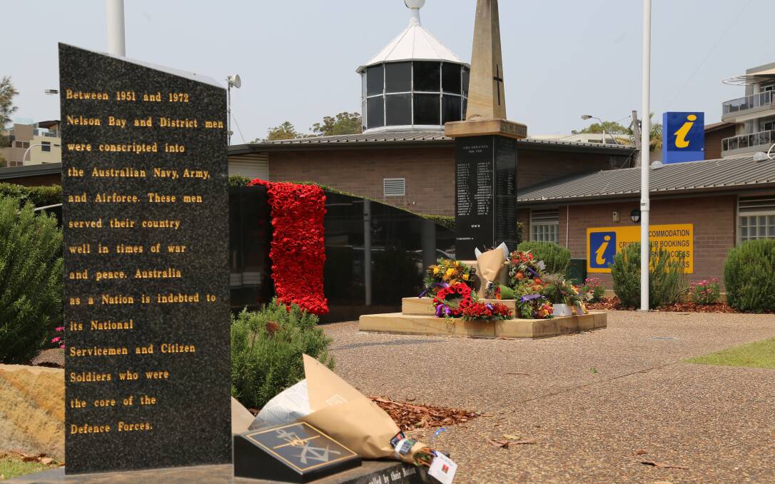 The Nelson Bay war memorial following the Remembrance Day service on Monday, November 11, 2019. Picture: Ellie-Marie Watts
