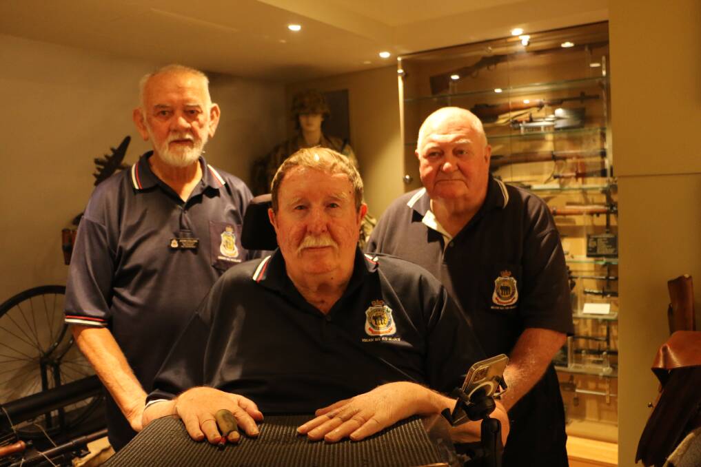 Outgoing president John Tate (centre) with incoming Tom Lupton (right) and John Collins.