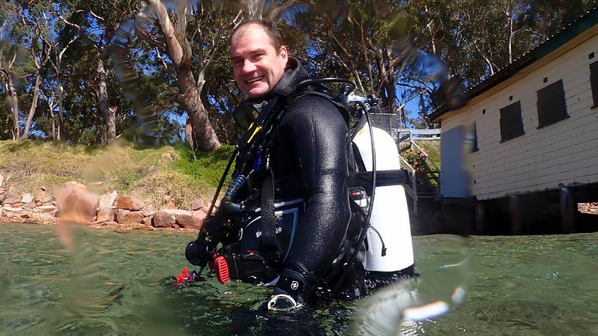 EXPLORER: Medowie recreational diver Chris Westley in the water in Nelson Bay. Picture: Meryl Larkin