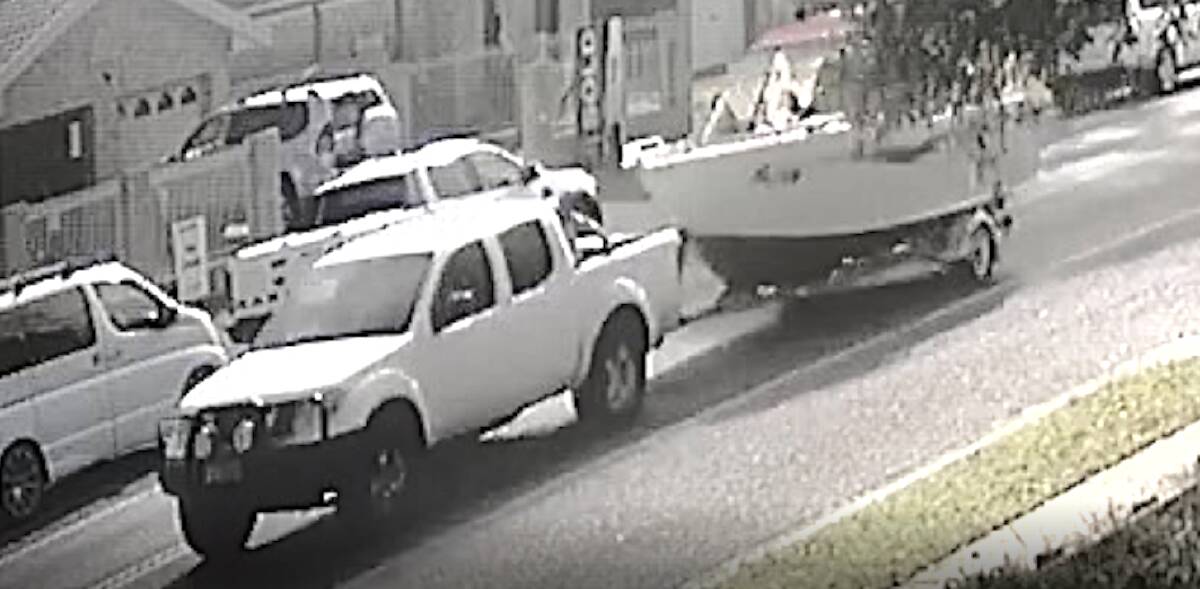 A still from the CCTV footage released by police as part of an investigation into the theft of a boat from Corlette.