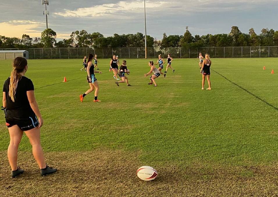 SEASON START: The Nelson Bay Sharks ladies Blues tag team at training in Salamander Bay. Picture: Facebook/Nelson Bay Sharks Rugby League Club