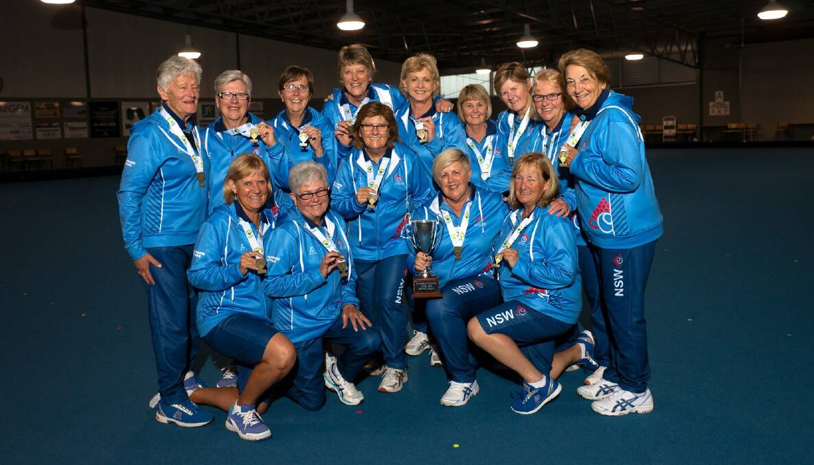 CHAMPIONS: Soldiers Point bowler Betty Herbertson, far right, was part of the over-60s NSW team that won an Australian Senior Sides Championships women’s title 