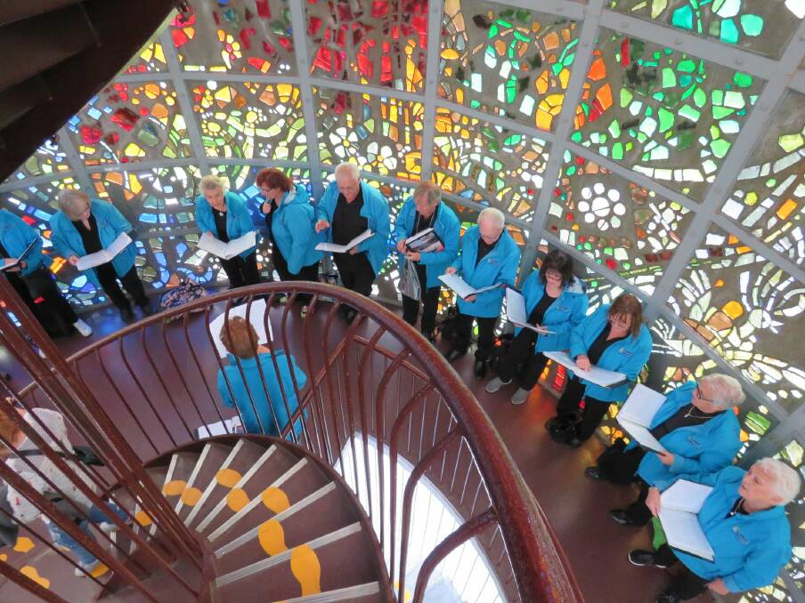 MELODIC: The SeaSide Singers performing in the Sculpture Garden Tower during a tour of Japan last year.