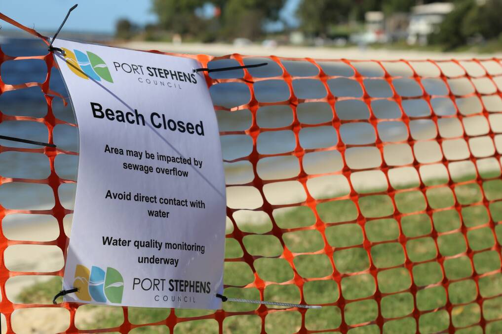 Beaches in Nelson Bay from d'Albora Marina to Fly Point remain closed for a third day on Wednesday following a sewage leak on Monday. 