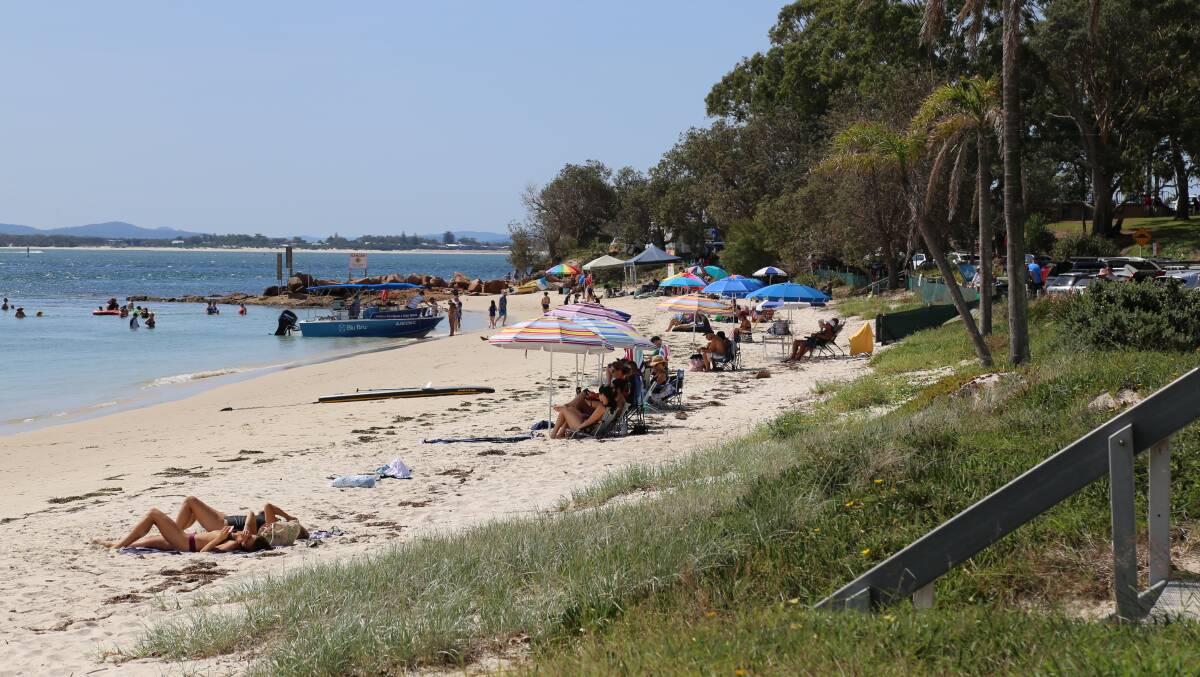 Nelson Bay Beach on March 23, 2019. Warm autumn days mean it has been an endless summer in Port Stephens. Picture: Ellie-Marie Watts