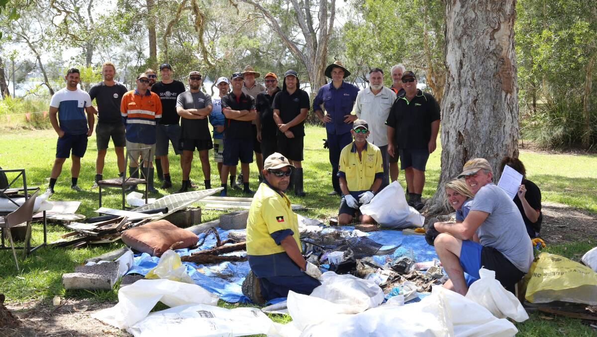 A group of 30 oyster farmers, DPI, OceanWatch and TIDE aboriginal rangers took part in the second clean up of Salamander Bay on February 22. Pictures: Ellie-Marie Watts