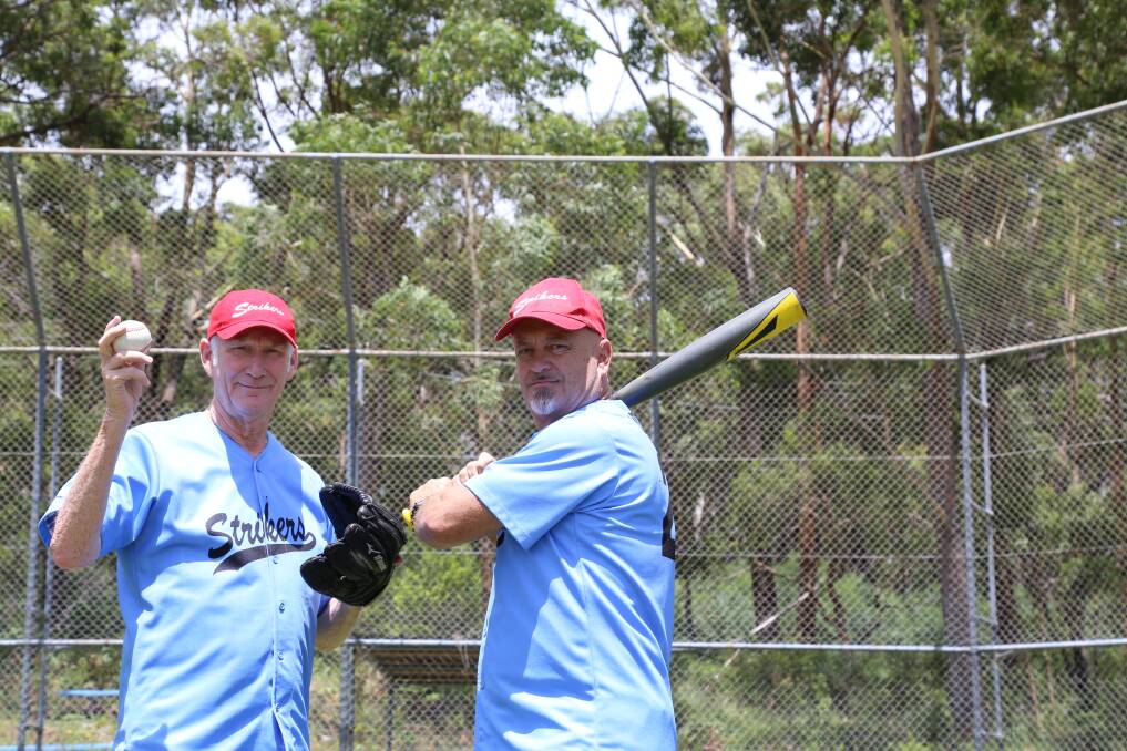 PLAY BALL: Nelson Bay Baseball Club manager Bill Marshall with founding member, player and coach Dave Connors at the Strikers home ground in Salamander Bay. Picture: Ellie-Marie Watts
