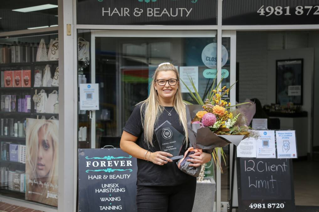 Forever Hair and Beauty owner Holly Baker which won Overall Business of the Year in the 2021 Port Stephens Annual Awards. Picture: Ellie-Marie Watts