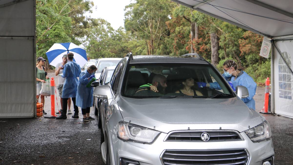 TESTING: The Laverty Pathology drive-through testing clinic in Nelson Bay was busy on Monday morning.