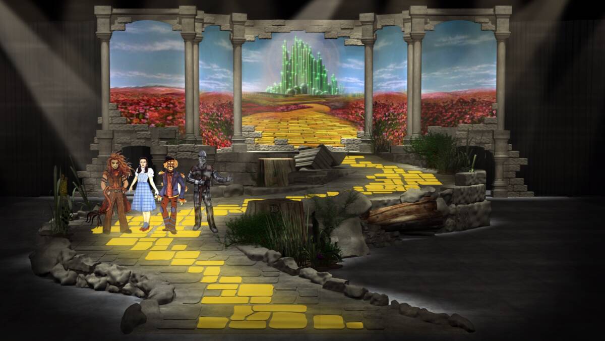 Artist's impression of the Wizard of Oz Arena Spectacular stage. This scene depicts the poppy field scene. 