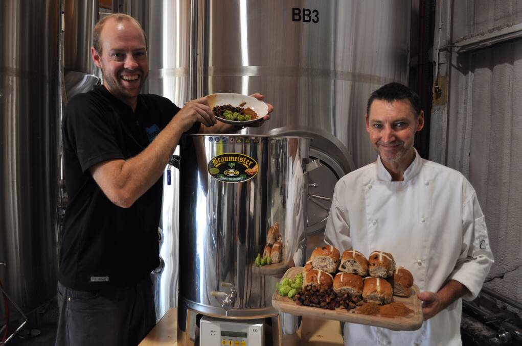 TEAM WORK: The annual brewing of Murray's Easter Ale - a beer that tastes like a hot cross bun in a glass - is a collaboration between brewers and chefs. Picture: Supplied