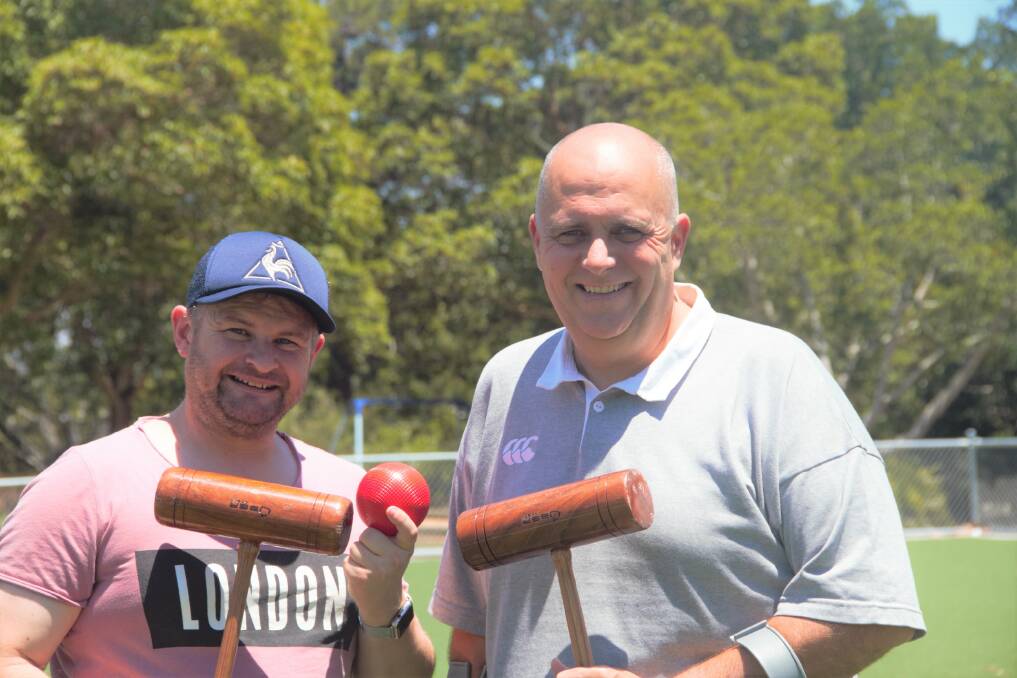DREAM TO REALITY: Former Port Stephens councillor Josh Hodges with current councillor Ken Jordan at the new Raymond Terrace croquet lawns. Picture: Supplied
