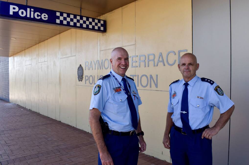 NEW FACE: Chief Inspector Alan Janson with the new officer in charge at Raymond Terrace, Inspector Daniel Skelly.