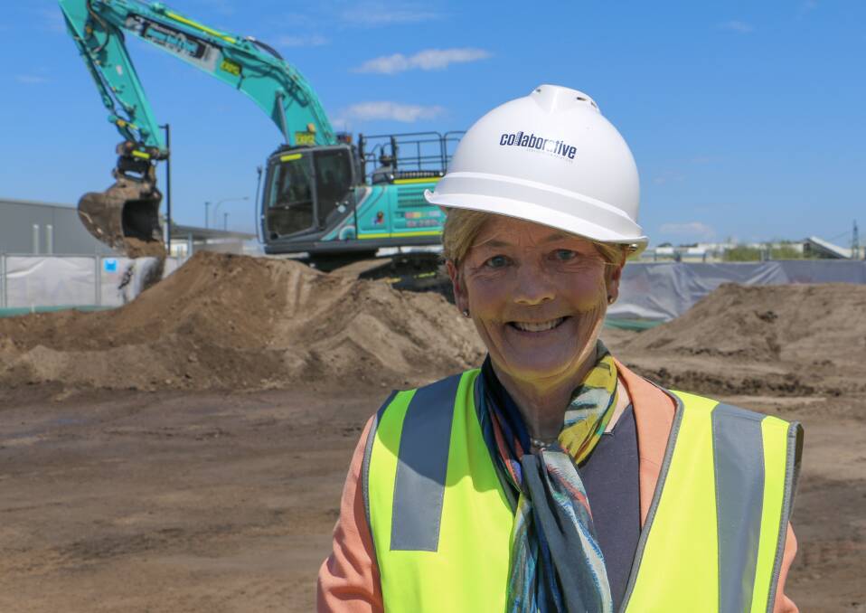 WORK SITE: Parliamentary Secretary Catherine Cusack after turning the first sod for the connected learning centre in Salamander Bay.