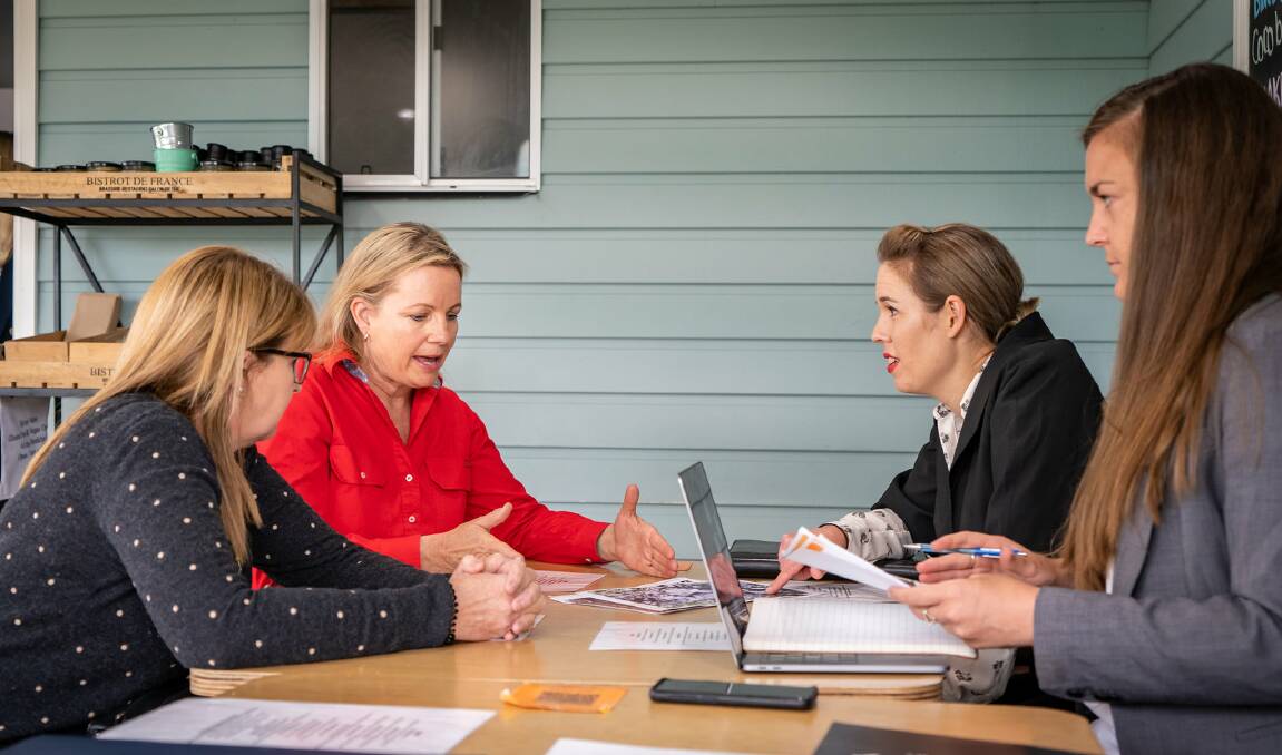 DECISION DELAYED: Federal Environment Minister Sussan Ley (in red) meeting with Save Port Stephens Koalas campaigners and independent experts from the University of Newcastle on September 30. 