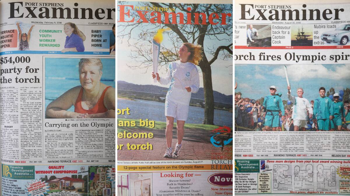 Front pages of the Examiner in 2000 promoting and reporting on the Olympic Torch Relay.