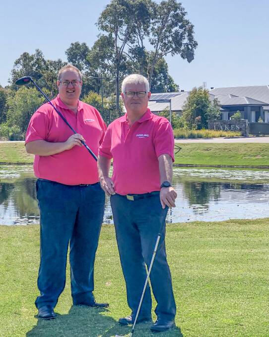 CAUSE: Dowling Property Medowie director Greg Brown with sales manager Neil Ross at Pacific Dunes where the real estate's golf day is due to be held on October 15. 