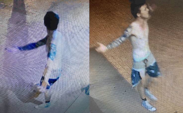 Police are seeking to identify this man who is described as being aged in his early to mid-20s, between 175cm-180cm tall, with a thin build, a sleeve tattoo on his right arm and a tattoo on his upper left arm.