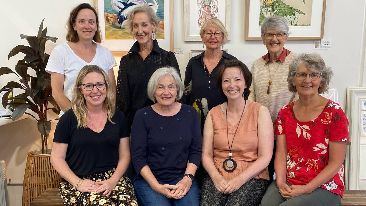 Some of the artists who will be showing works in the Completely RAW Exhibition: (left to right from back) Anna Webster, Alita Knaggs, Nada O'Loughlin, Bev McKinnon-Matthews, Liz Oldmeadow, Christine Leaming, Cory Acorn, Jenny Dobbie. 