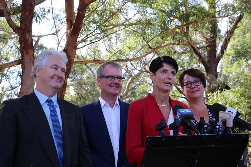 Labor's top state leaders joined Port Stephens MP Kate Washington in Salamander Bay on Thursday for announcements on climate change and the environment. Pictures: Charlise Elias
