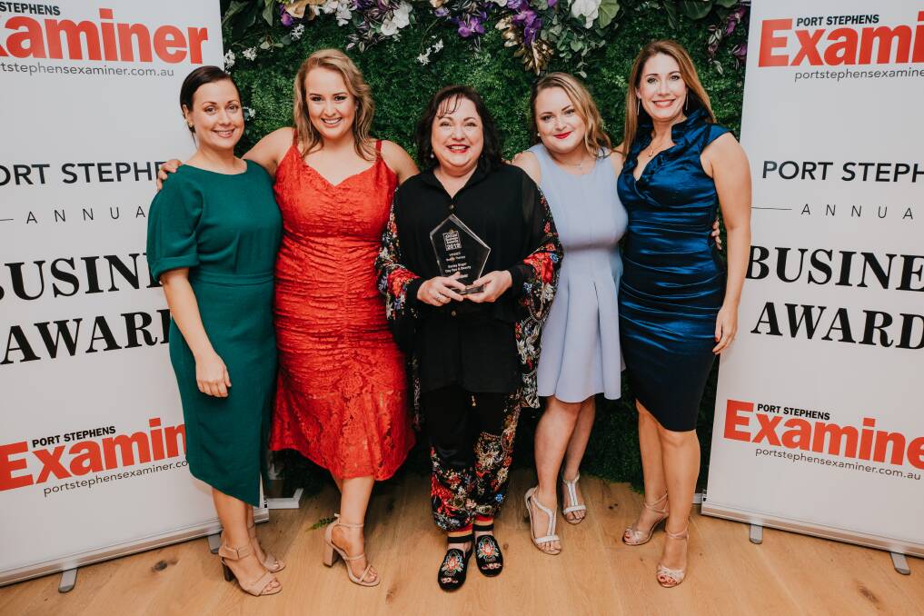 2019 Beauty Therapy category winners: Barley Sugar Day Spa and Beauty. Casey Wallace, Holly Walters, Vicki Barley, Arielle Barley and Yvonne Wilkinson.