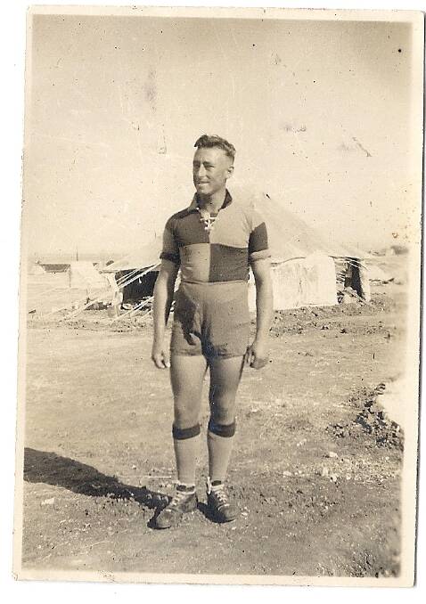Col Booth in Egypt dressed for a rugby game, Christmas 1940.
