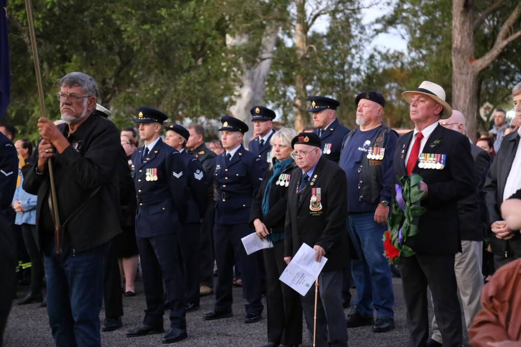Veterans at Memorial Park, Karuah for the Anzac Day dawn service in 2019. 