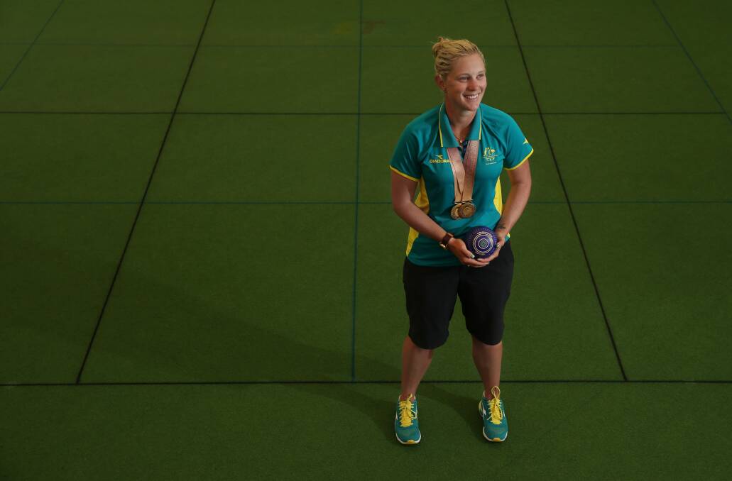 Raymond Terrace lawn bowler Natasha Scott won two gold medals at the 2018 Gold Coast Commonwealth Games. Picture: Simone De Peak