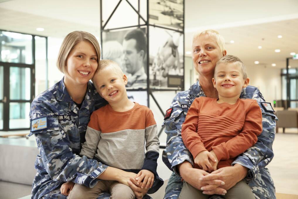 FAMILY AFFAIR: The Air Force runs in the family for Corporal Amanda Palmer (left) who is pictured with her sons James, 4, and William, 5, plus mother Corporal Linda Kay. Picture: Australian Defence Force 