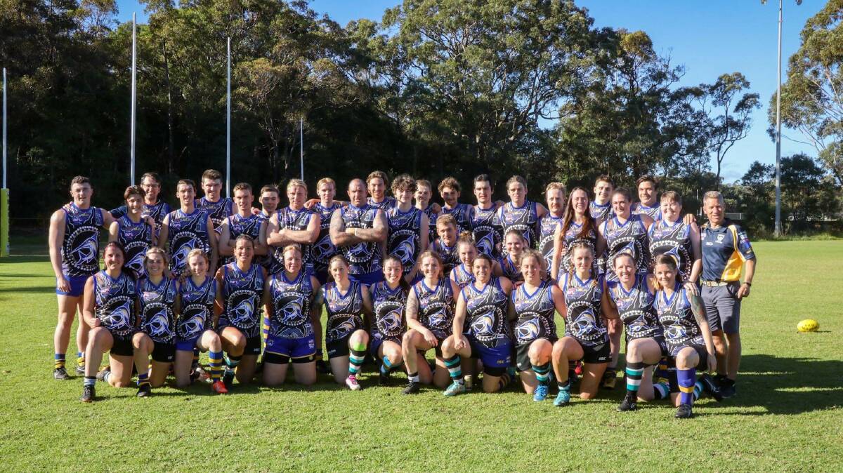 SUPPORT: The Nelson Bay Marlins men and women's teams during the Indigenous round this season.