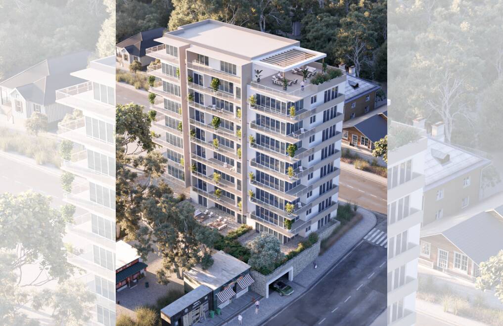 KNOCKED BACK: An artist's impression of the 9-storey residential flat building comprising 24 apartments and commercial tenancy at 17 and 19 Yacaaba Street.