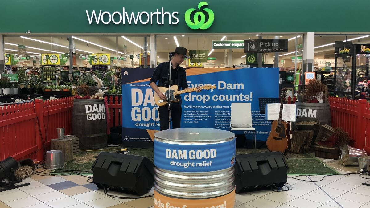 Anyerin Drury performing at Salamander Bay Square for the Dam Good campaign on Wednesday.