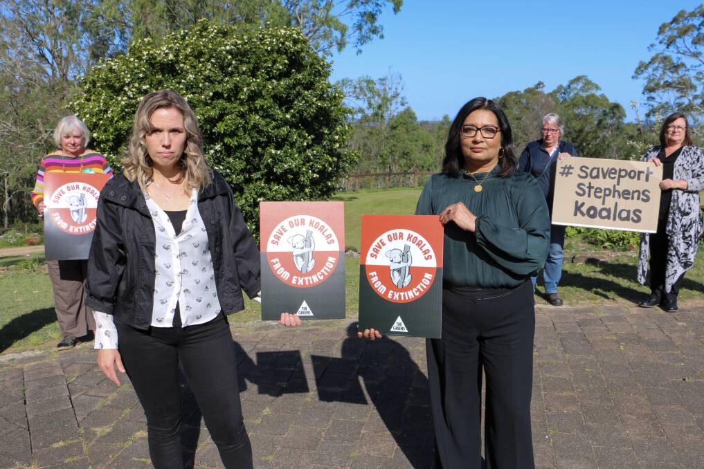Save Port Stephens Koalas campaigner Chantal Parslow Redman with Senator Mehreen Faruqi in October. 