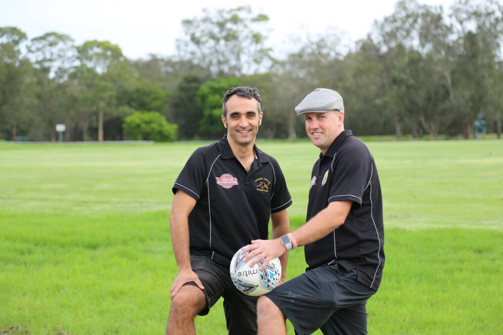 SIGN UP: Raymond Terrace Football Club's 2020 Zone Premier League coaches Nima Nikfarjam and Callen Black. Players are being sought to join the Rangers in 2020.