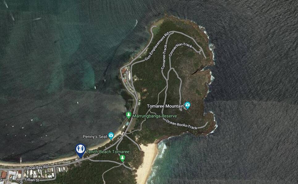 The closest toilet to the Tomaree Headland is some 500m away at Shoal Bay boat ramp. After lobbying from community groups and Port Stephens Council, an amenities block will soon open at the base of the headland. Screenshot from toiletmap.gov.au.