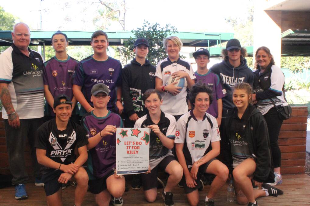 Newcastle Knights player Jack Stockwell visited Hunter River High School on August 18 to help support fund-raising for Riley Coburn-Hall.
