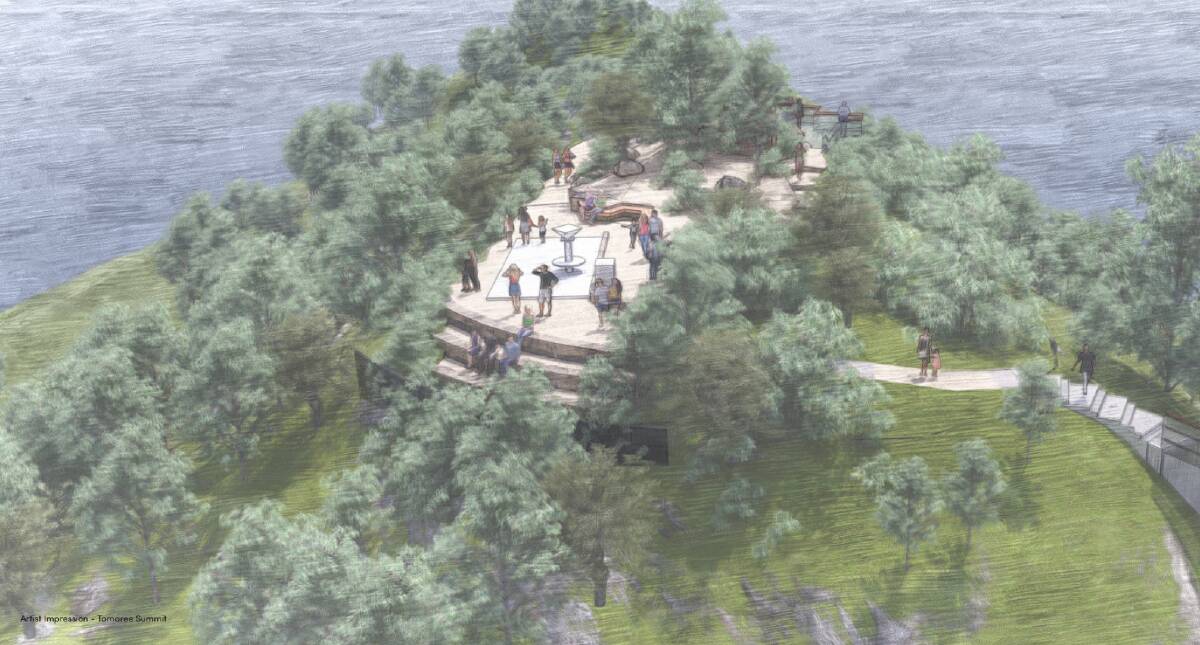 An artist's impression at the top of Tomaree Head once upgraded as part of the Tomaree Coastal Walk. Picture from the Tomaree Coastal Walk draft master plan.