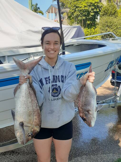 GREAT CATCH: First time fisher Emily Collins with a couple of Fingal reds.