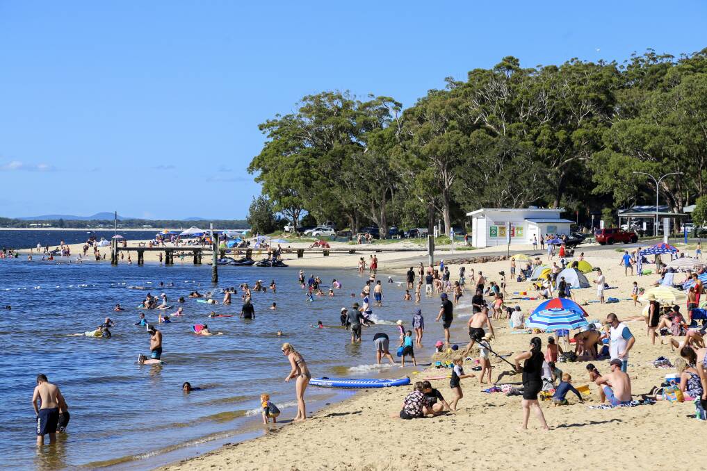 Little Beach has proven to be a popular second best destination following the closure of the Nelson Bay foreshore beaches.