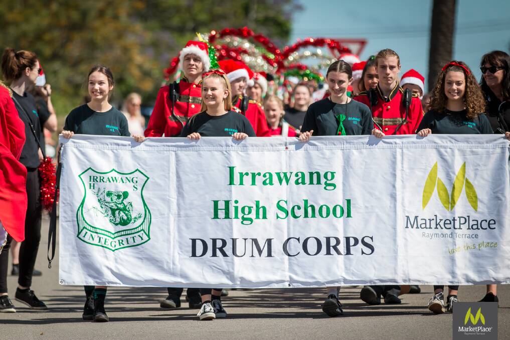 Irrawang High school students drum corps will lead the parade with a powerful beat.