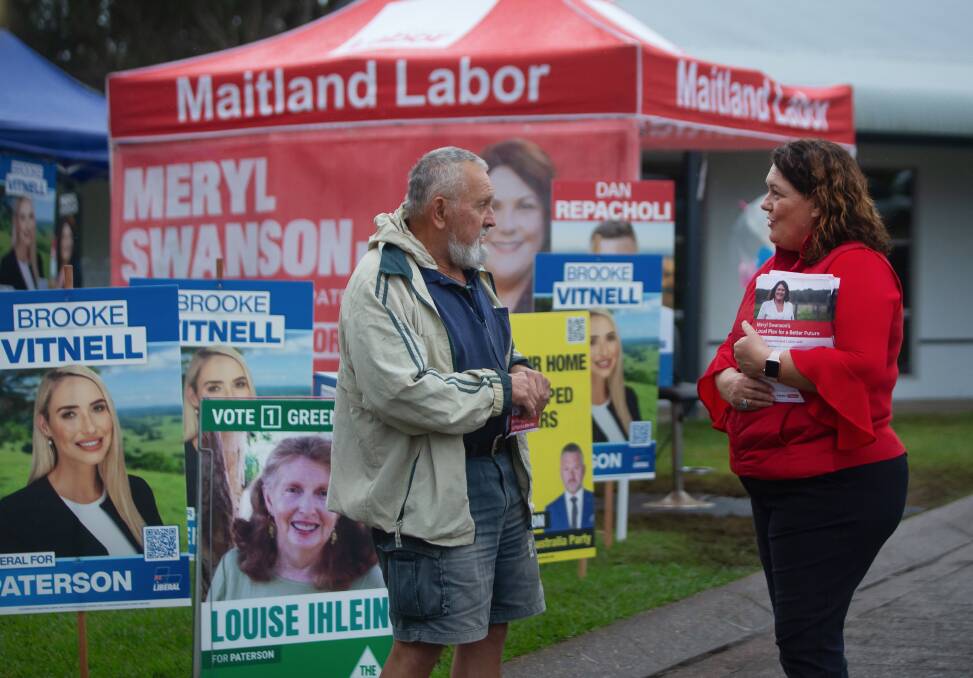 DEMOCRACY: Incumbent Paterson MP Meryl Swanson pre-polling ahead of the May 21 election. Picture: Marine Neil