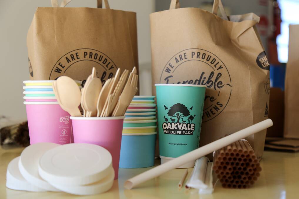 GREEN: Port Stephens Packaging's eco-friendly products include bamboo straws and compostable coffee cups. 