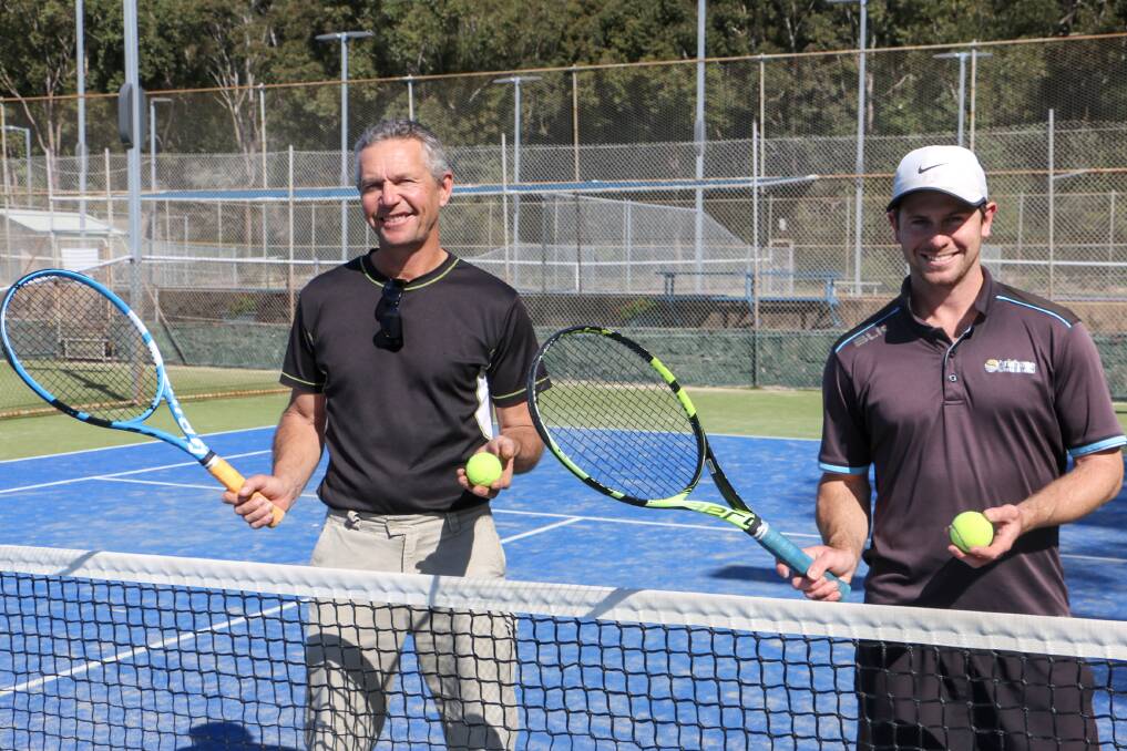 ANYONE FOR TENNIS: Nelson Bay Tennis Club president Rod Stubbs and coach Blake Dennison say they want to give back to the community following a difficult year due to COVID.