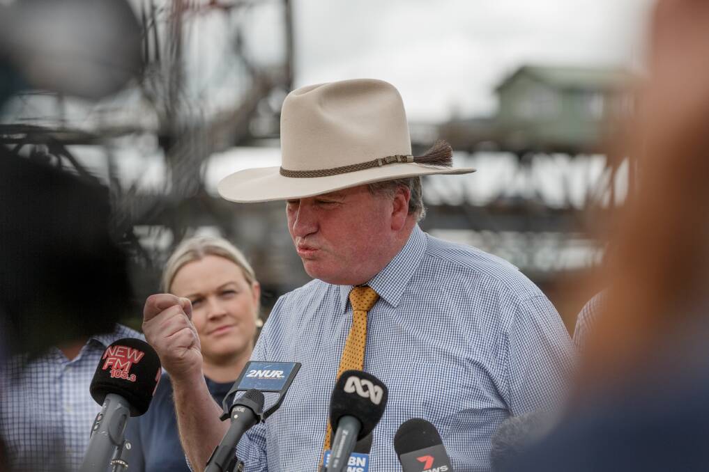 Deputy Prime Minister Barnaby Joyce held a press conference with local candidates to announce the Australian Government will put $80m towards the M1 extension. Pictures: Max Mason-Hubers 
